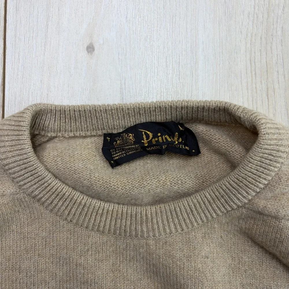 Pringle of Scotland Lambswool Knit Sweatshirt Mens Medium Made In Scotland Beige